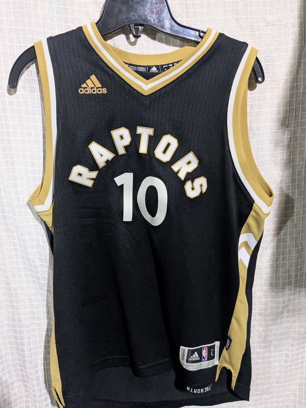 adidas Black and Gold Raptors #10 Jersey - Kids